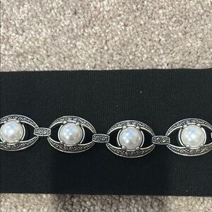 Brighton Silver and White Stone Bracelet